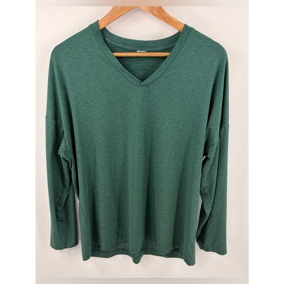 Rip Skirt Hawaii Tops - Rip Skirt jasper v-neck drop shoulder long sleeve green top women’s L beach